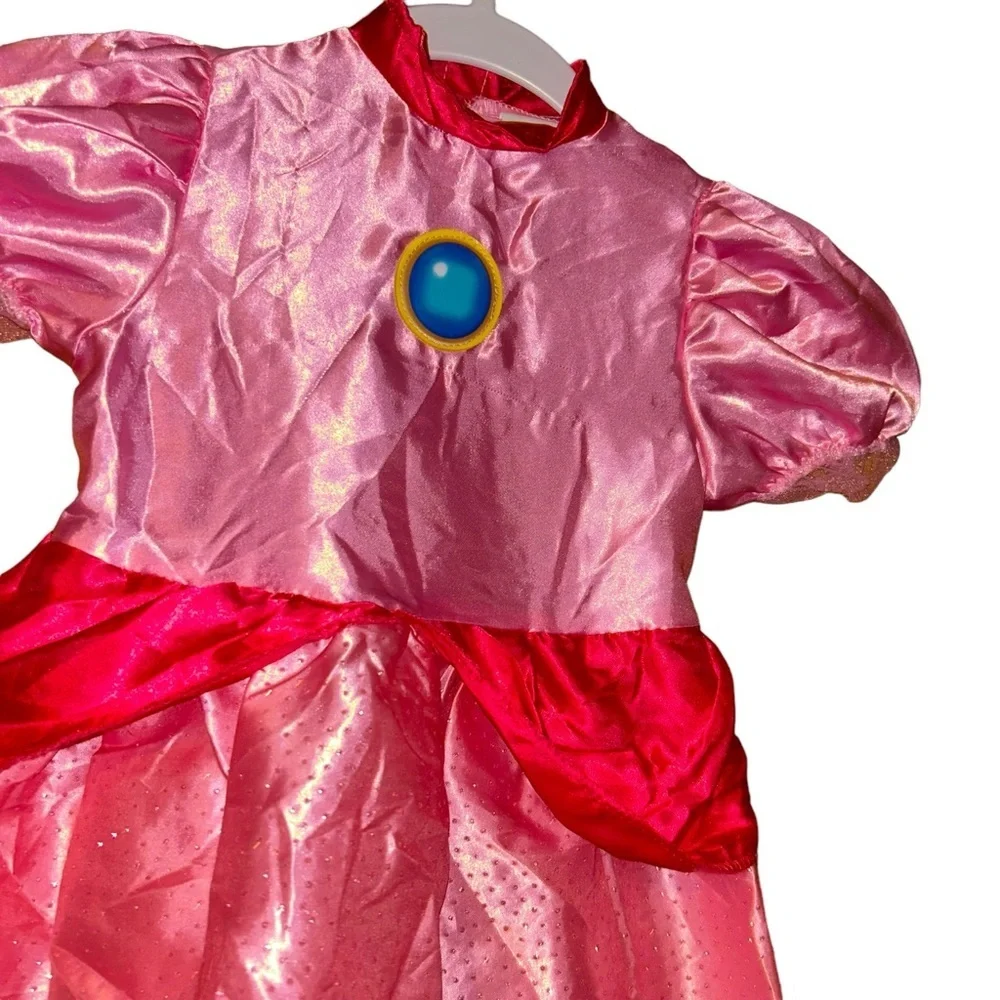 Super Mario Princess Peach pink sparkle Child Costume dress Girls Toddler 2T